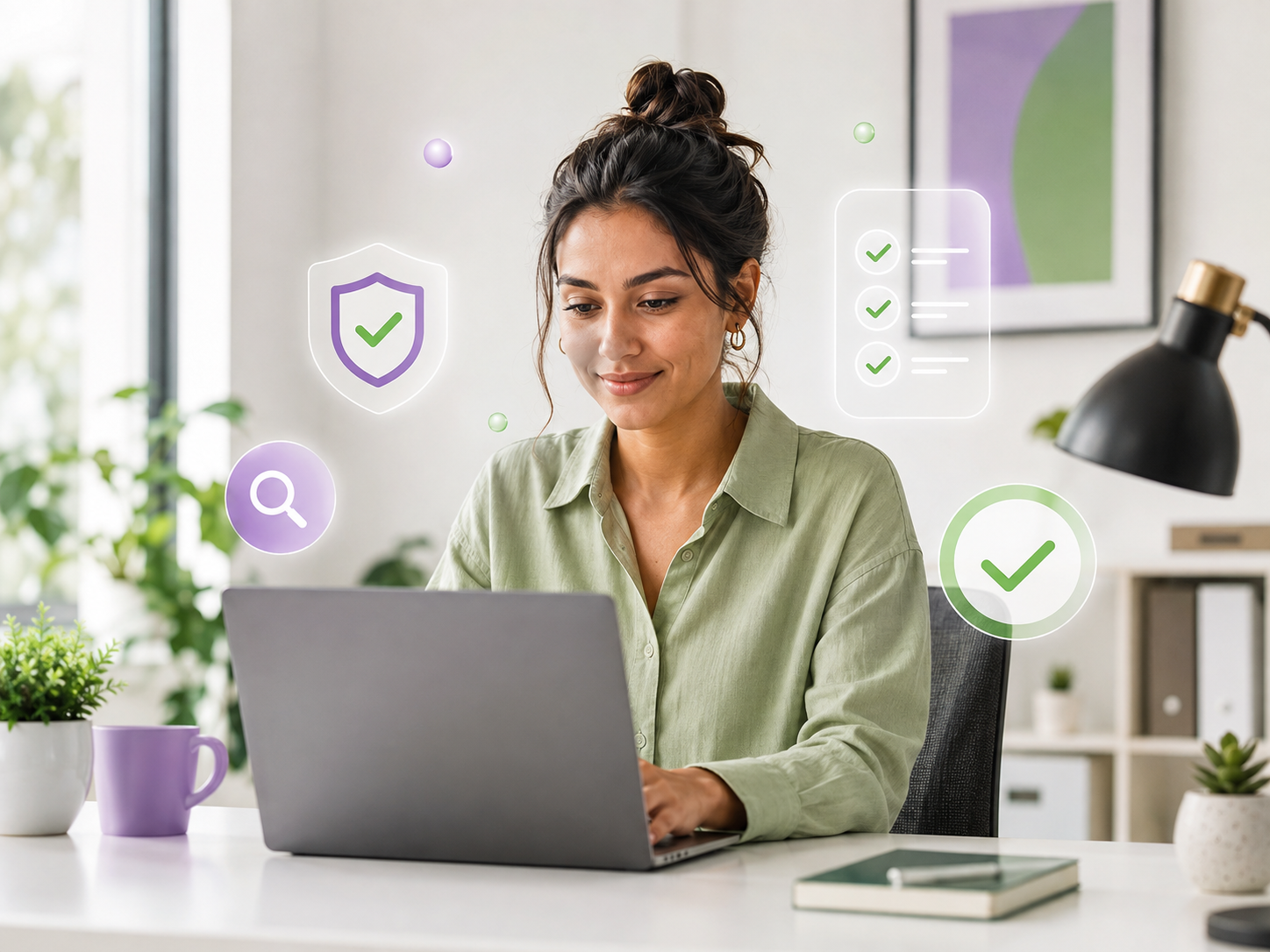 A Lettucey team member reviewing verified evidence on a laptop
