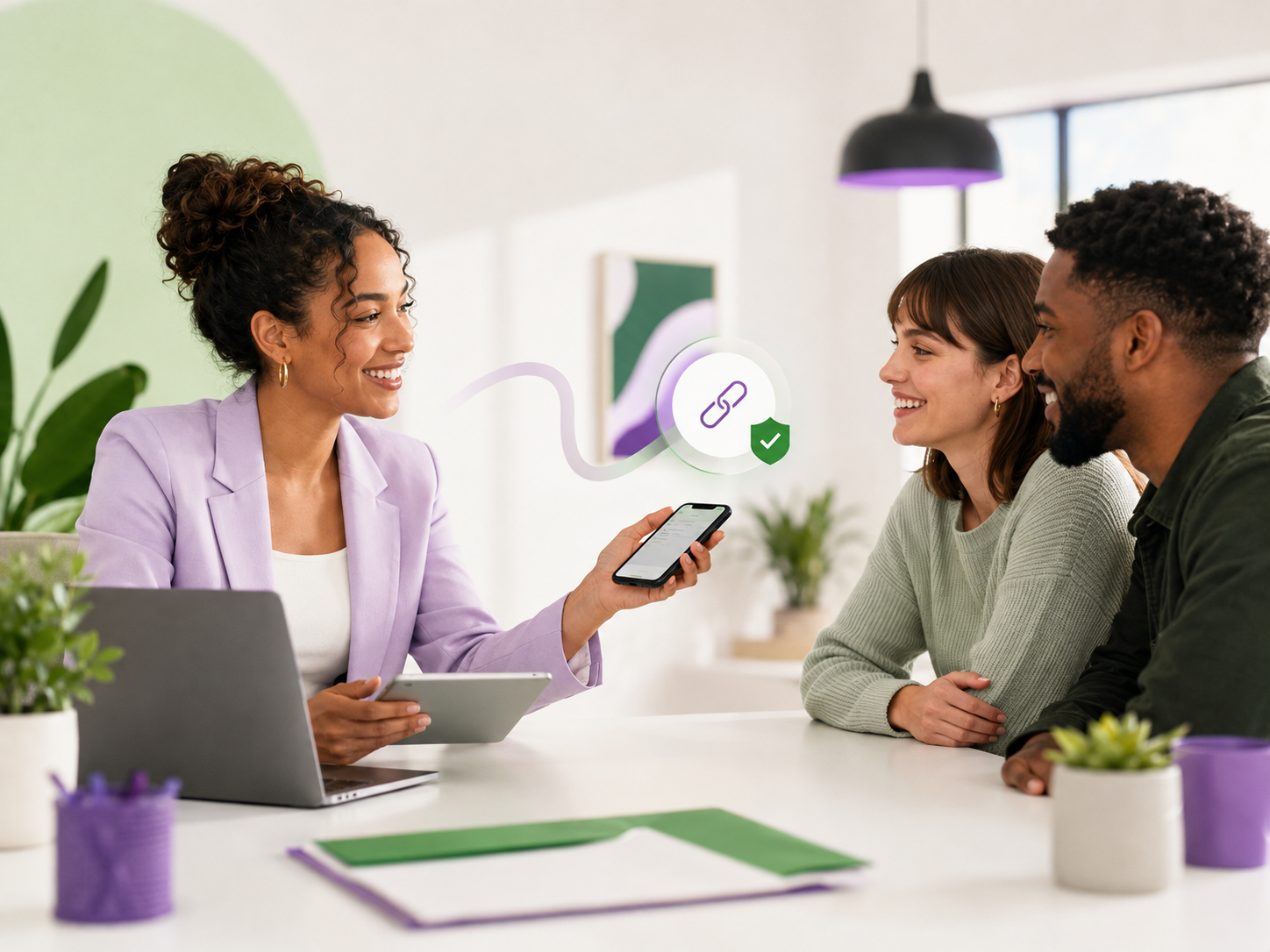 A letting agent sending a secure application link to two applicants